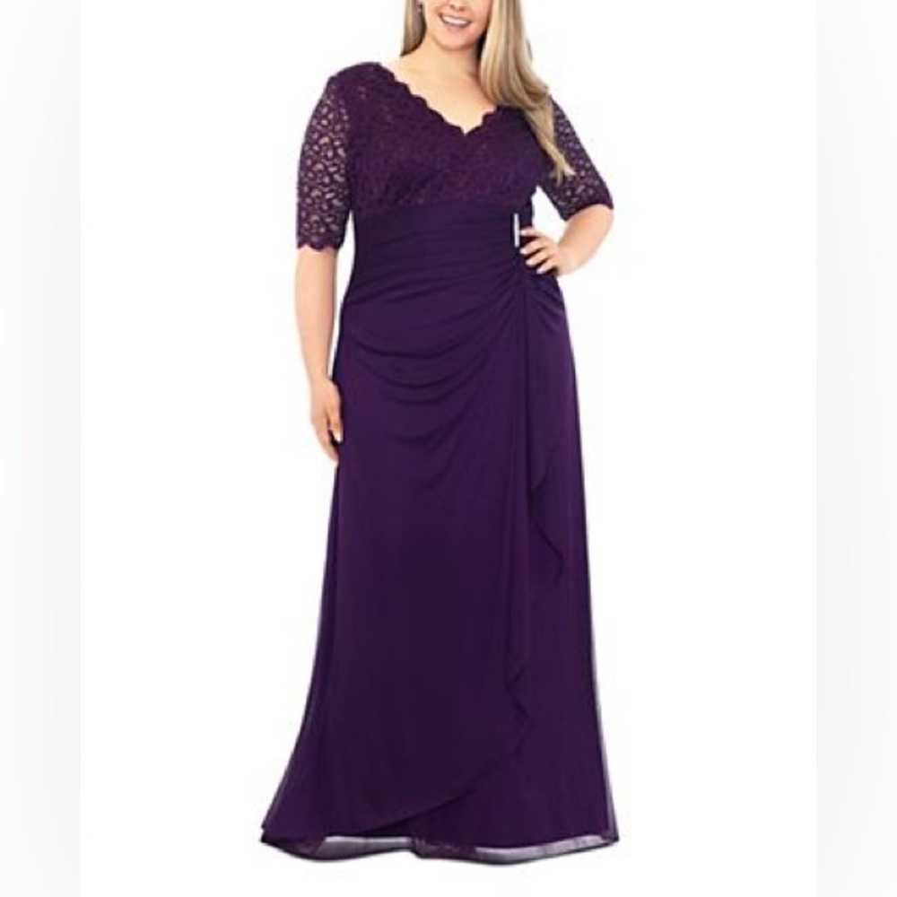 JOHANNA" 3/4 SLEEVE SHEER MATTE JERSEY LONG DRESS